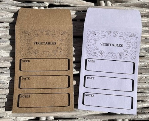 Personalised/Non personalised Seed Packet Envelopes, For Flowers or Vegetables, White or Kraft