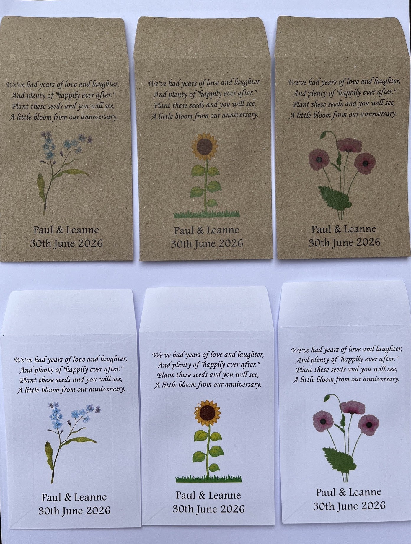 Personalised Wedding Anniversary Seed Packet Favours | Choice of seeds