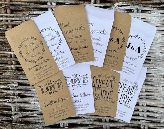 Personalised Wedding Seed Packets - 5 Designs