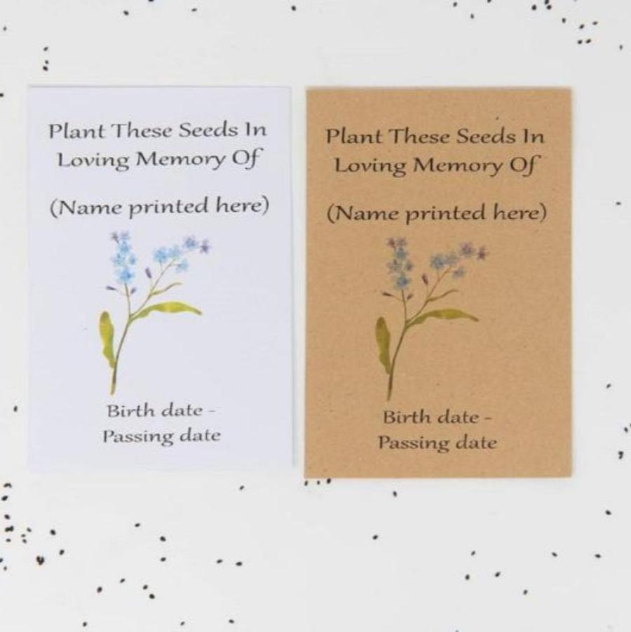 Funeral Seed Envelopes Personalised Sunflower/Forget Me Not - Memorial Keepsake