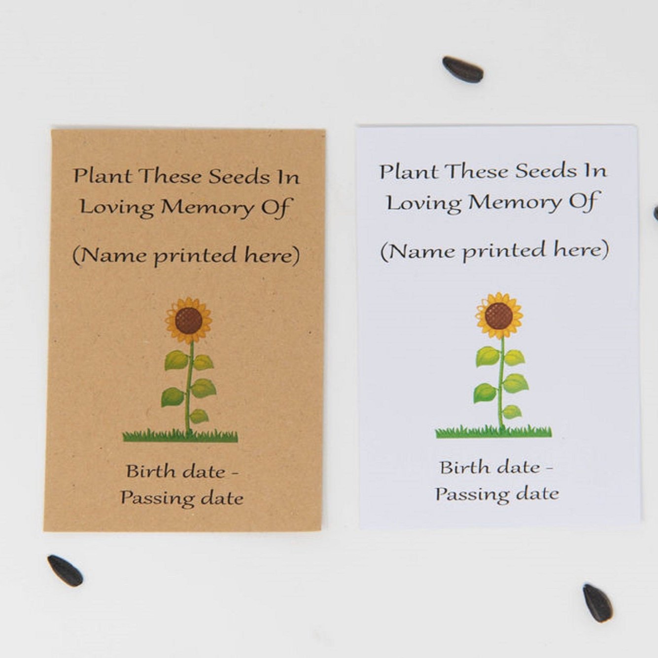 Funeral Seed Envelopes Personalised Sunflower/Forget Me Not - Memorial Keepsake