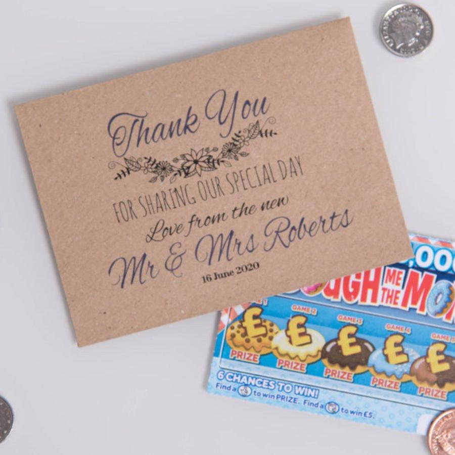 Personalised Wedding Favours, Scratch Card Envelopes, White, Ivory or Kraft