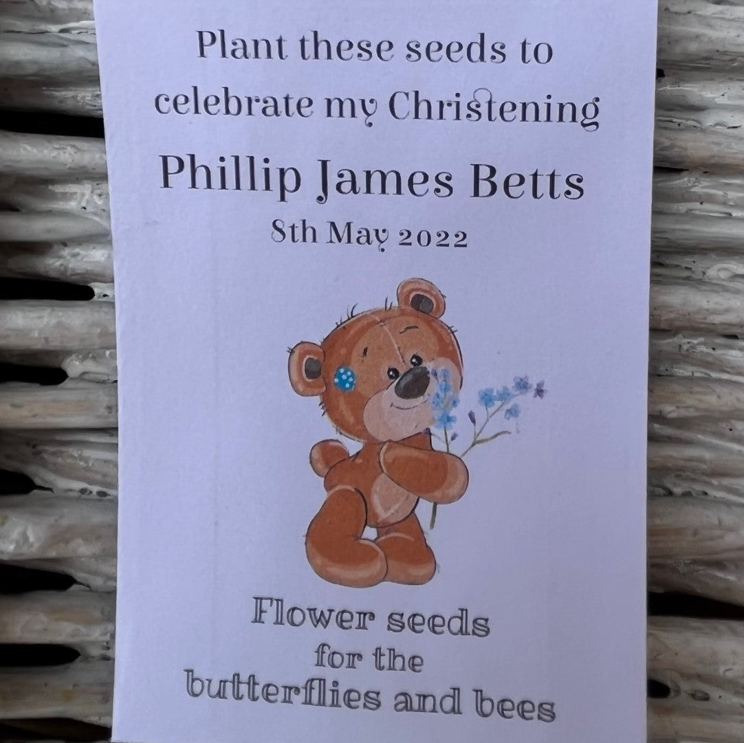 Christening Personalised Favours Seed Envelopes - Choice of Designs, Recycled Kraft or White