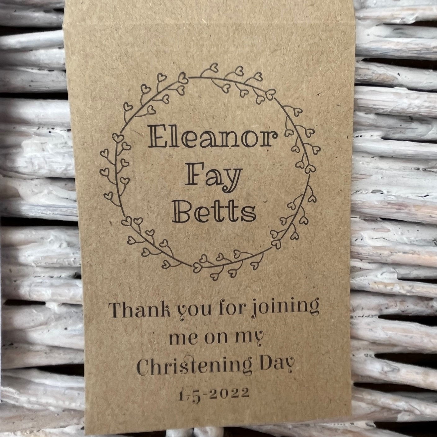 Christening Personalised Favours Seed Envelopes - Choice of Designs, Recycled Kraft or White