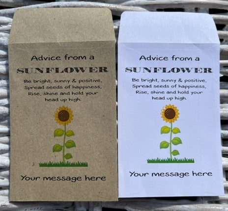 Advice From A Sunflower - Personalised Gift Sunflower Seed Envelopes