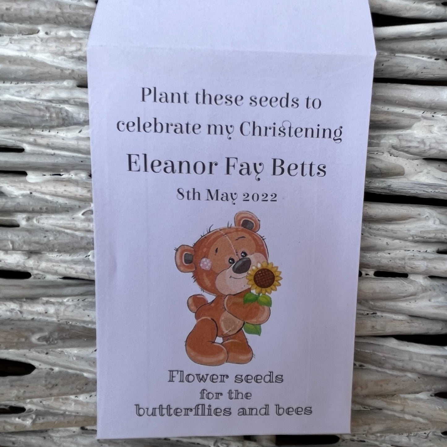 Christening Personalised Favours Seed Envelopes - Choice of Designs, Recycled Kraft or White