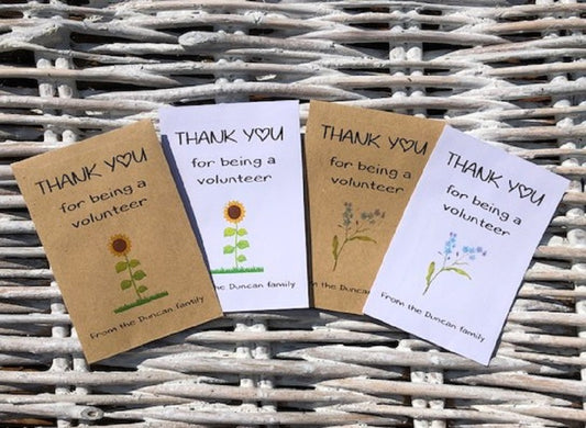 Personalised 'Thank You For Being A Volunteer' Seed Packets - Sunflower or Forget Me Not