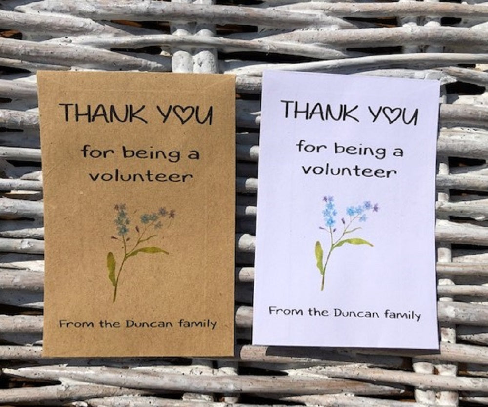 Personalised Thank You For Being A Volunteer Seed Packets - Sunflower or Forget Me Not