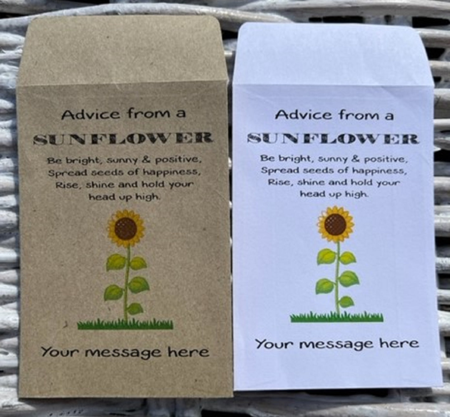Advice From A Sunflower - Personalised Gift Sunflower Seed Envelopes