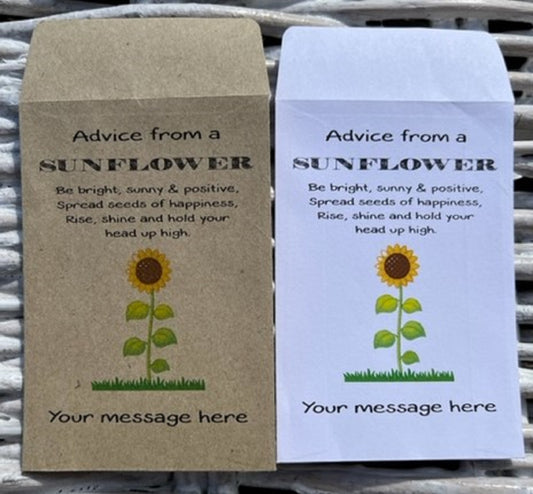 Advice From A Sunflower - Personalised Gift Sunflower Seed Envelopes