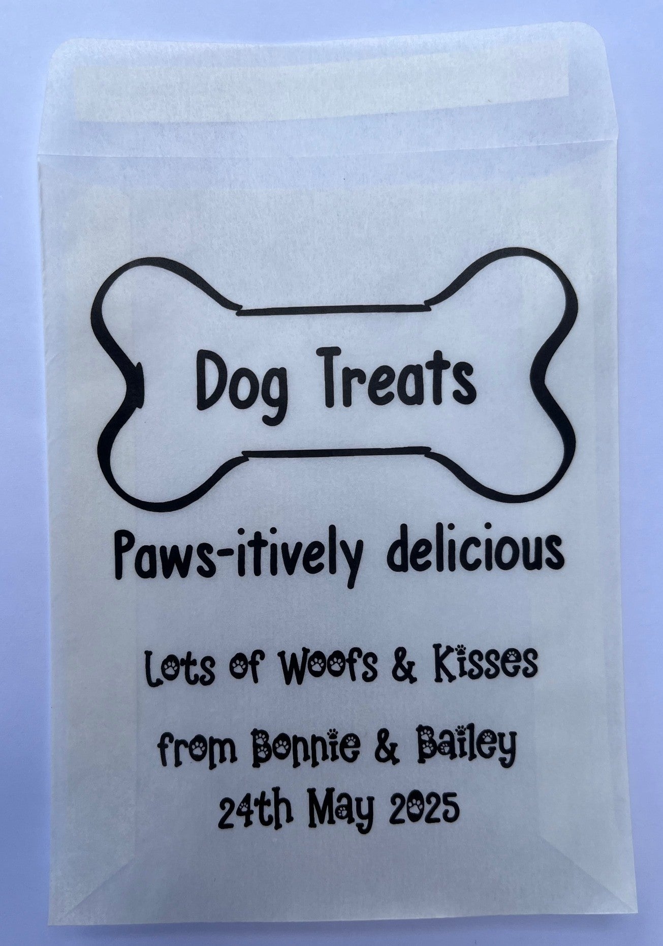Personalised Pet Treat Bag, Gift for Dogs Cats Party Bags/Wedding Favours - 3 Designs - 117 x 89 mm