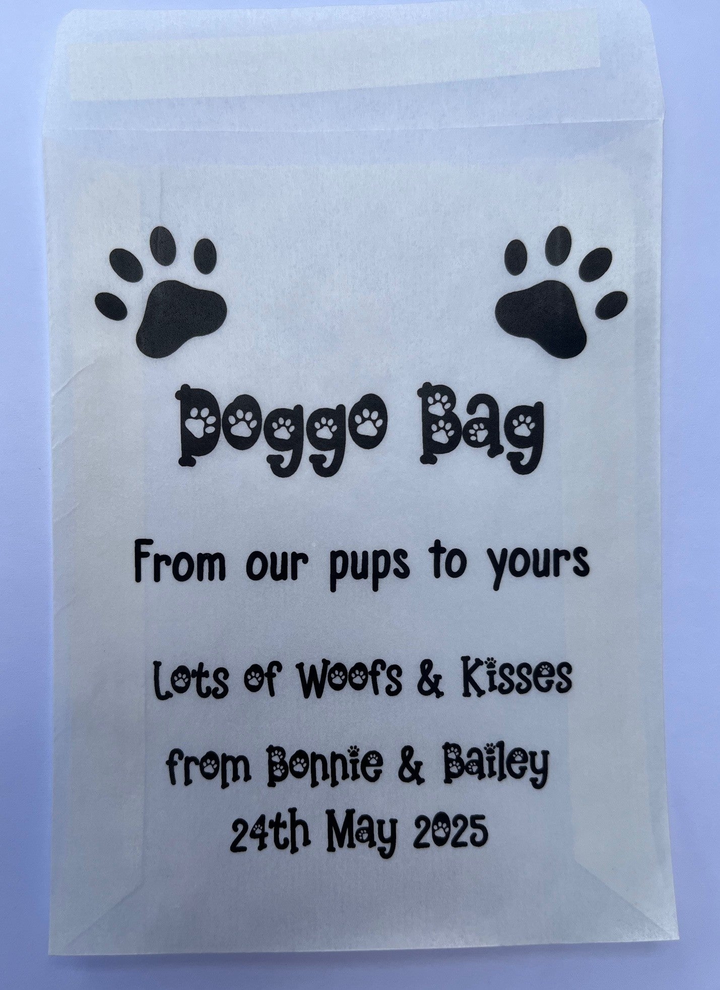 Personalised Pet Treat Bag, Gift for Dogs Cats Party Bags/Wedding Favours - 3 Designs - 117 x 89 mm
