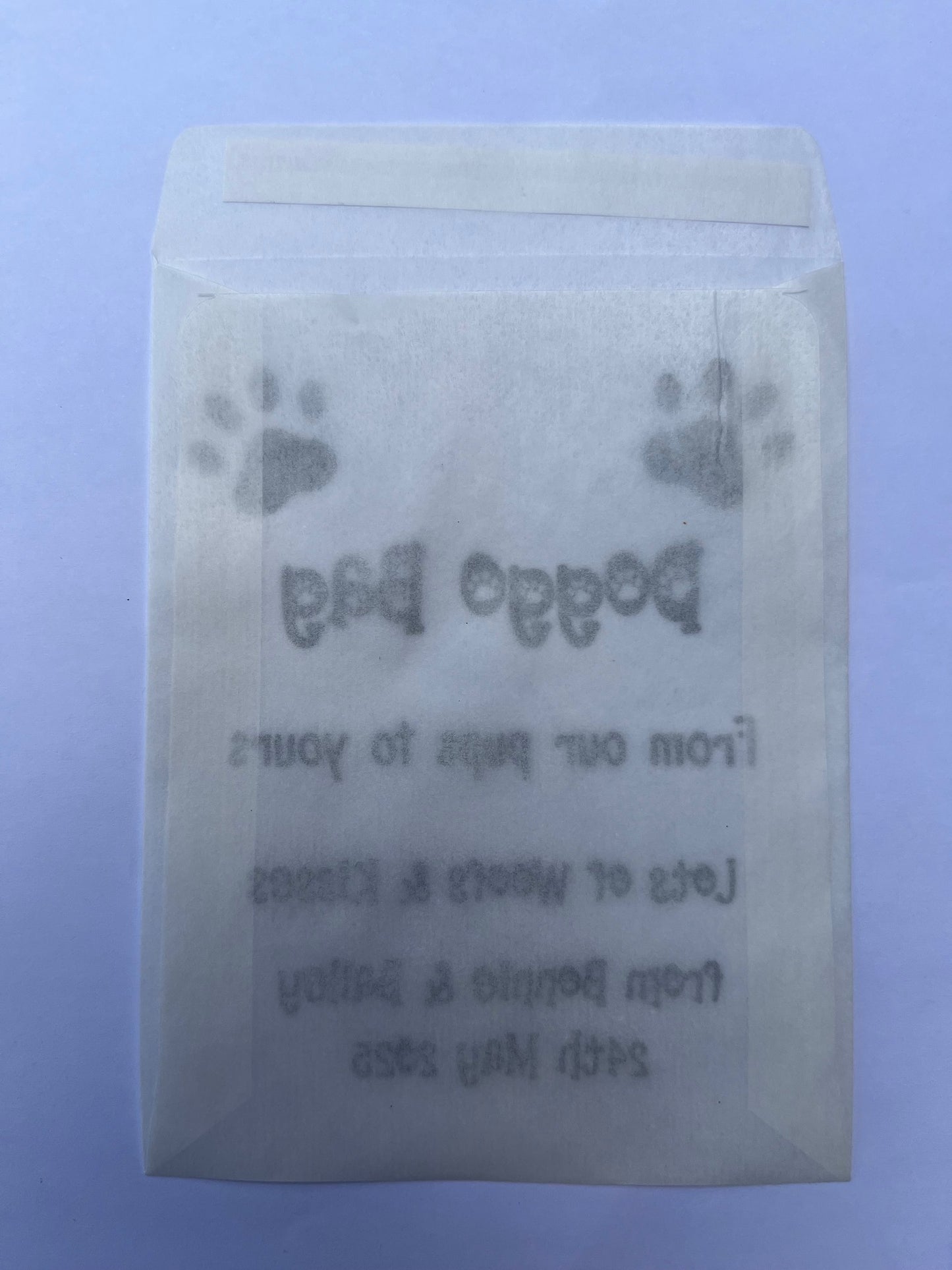 Personalised Pet Treat Bag, Gift for Dogs Cats Party Bags/Wedding Favours - 3 Designs - 117 x 89 mm