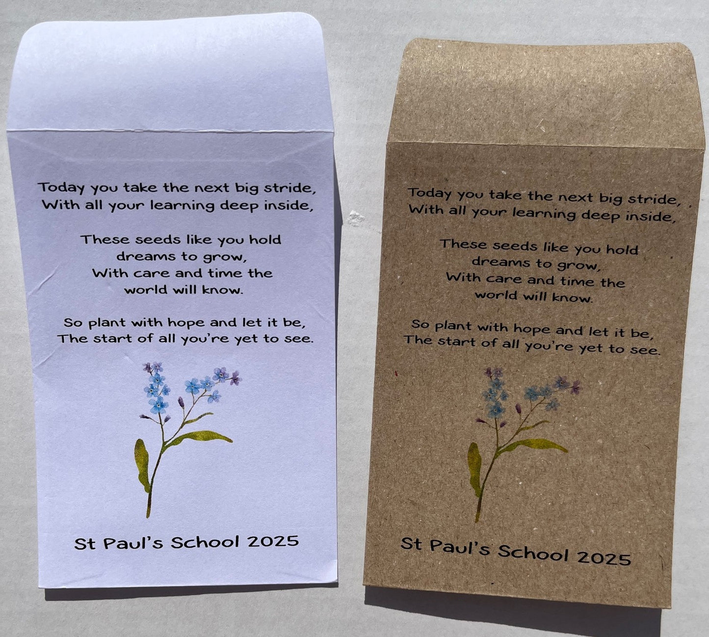 Personalised Exam Results Seed Packet Gift, End of School Year Celebration, White and Kraft Paper Options
