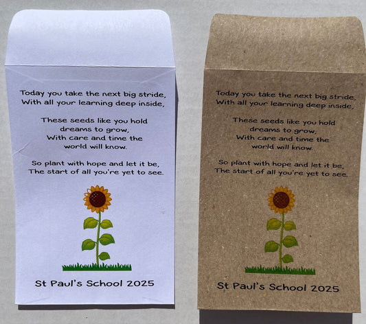 Personalised Exam Results Seed Packet Gift, End of School Year Celebration, White and Kraft Paper Options