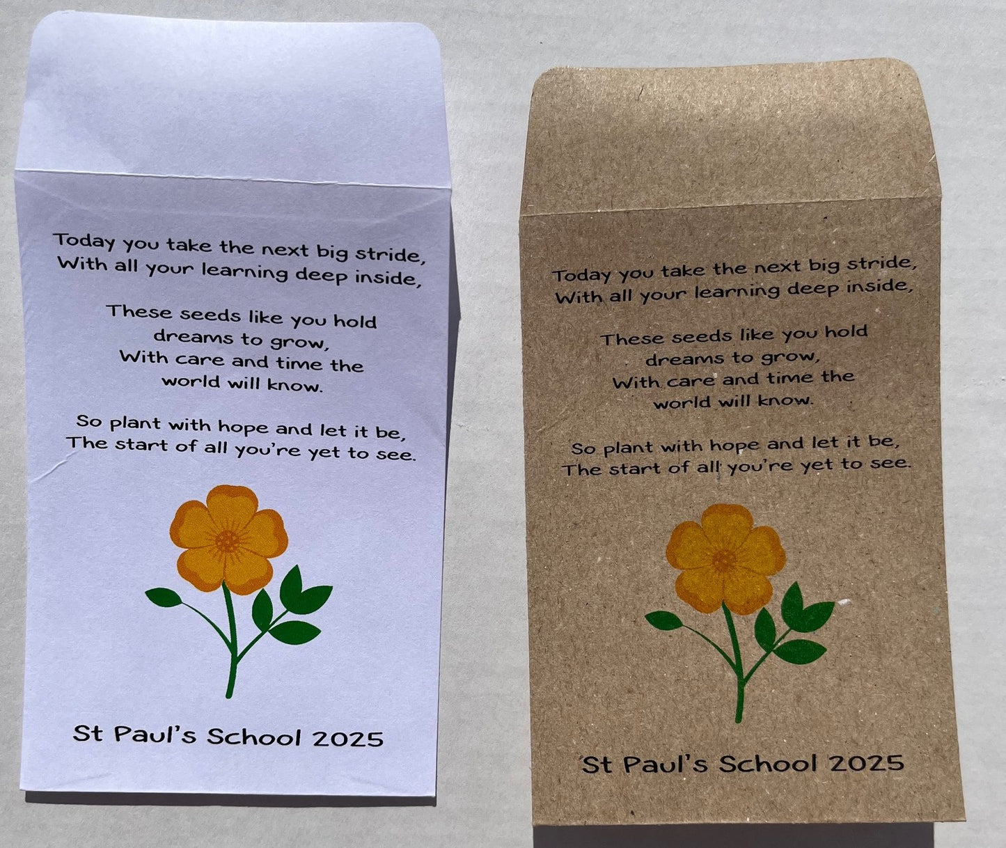 Personalised Exam Results Seed Packet Gift, End of School Year Celebration, White and Kraft Paper Options