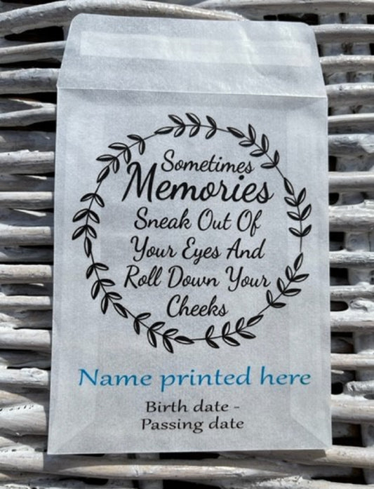 Glassine Funeral Tissue Bags, Personalised - 117 x 89 mm