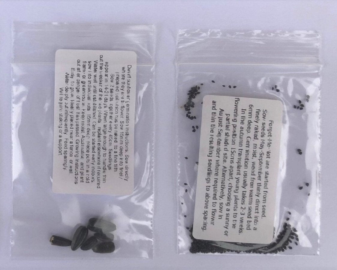 Funeral Seed Envelopes Personalised Sunflower/Forget Me Not - Memorial Keepsake