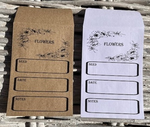 Personalised/Non personalised Seed Packet Envelopes, For Flowers or Vegetables, White or Kraft