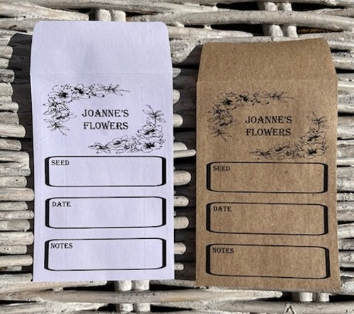 Personalised/Non personalised Seed Packet Envelopes, For Flowers or Vegetables, White or Kraft