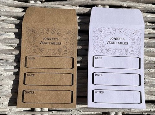 Personalised/Non personalised Seed Packet Envelopes, For Flowers or Vegetables, White or Kraft