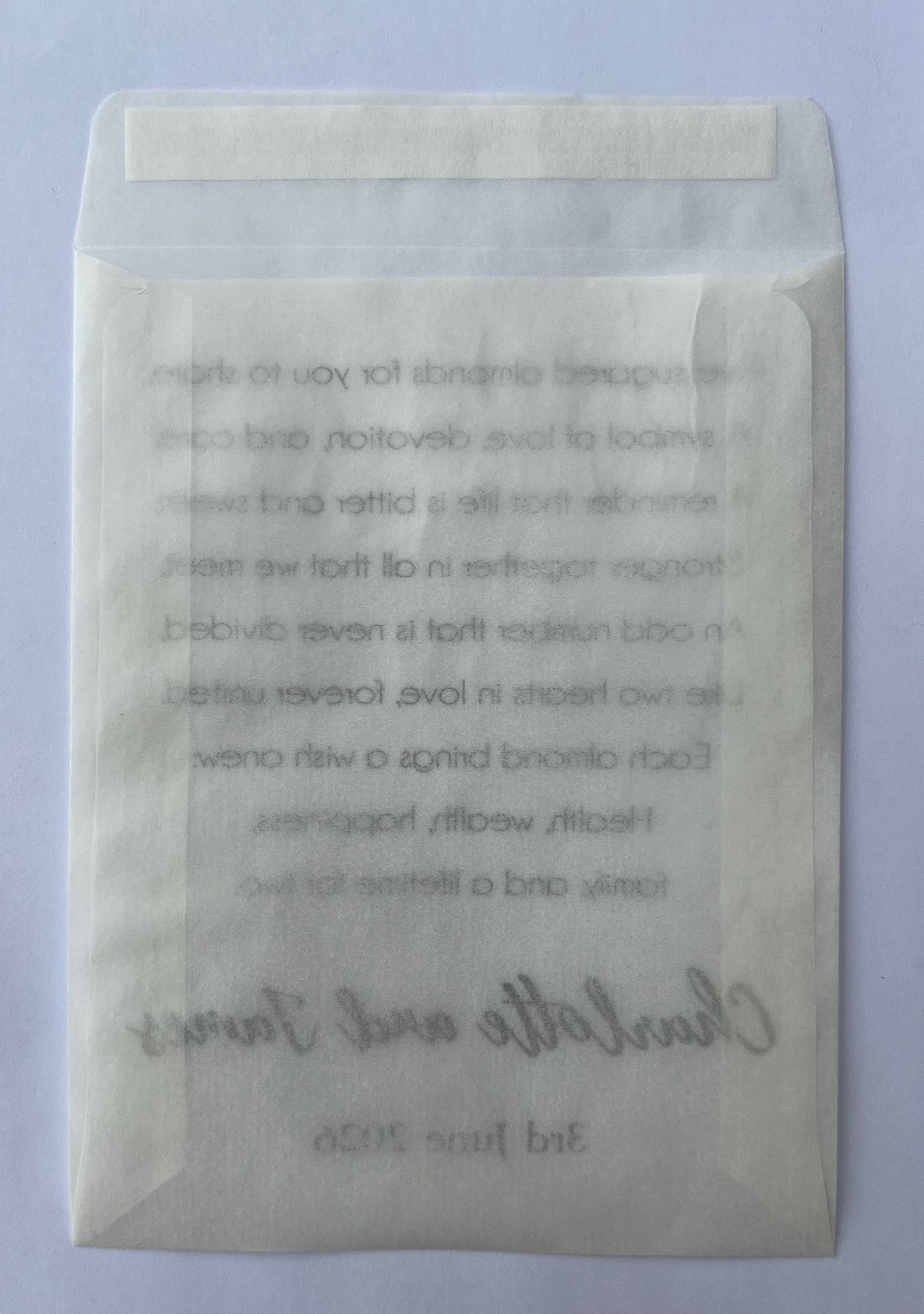 Personalised Glassine Wedding Treat Bag, For Sweets, Lollies, Koufeta Gift Favours - 113 x 87mm