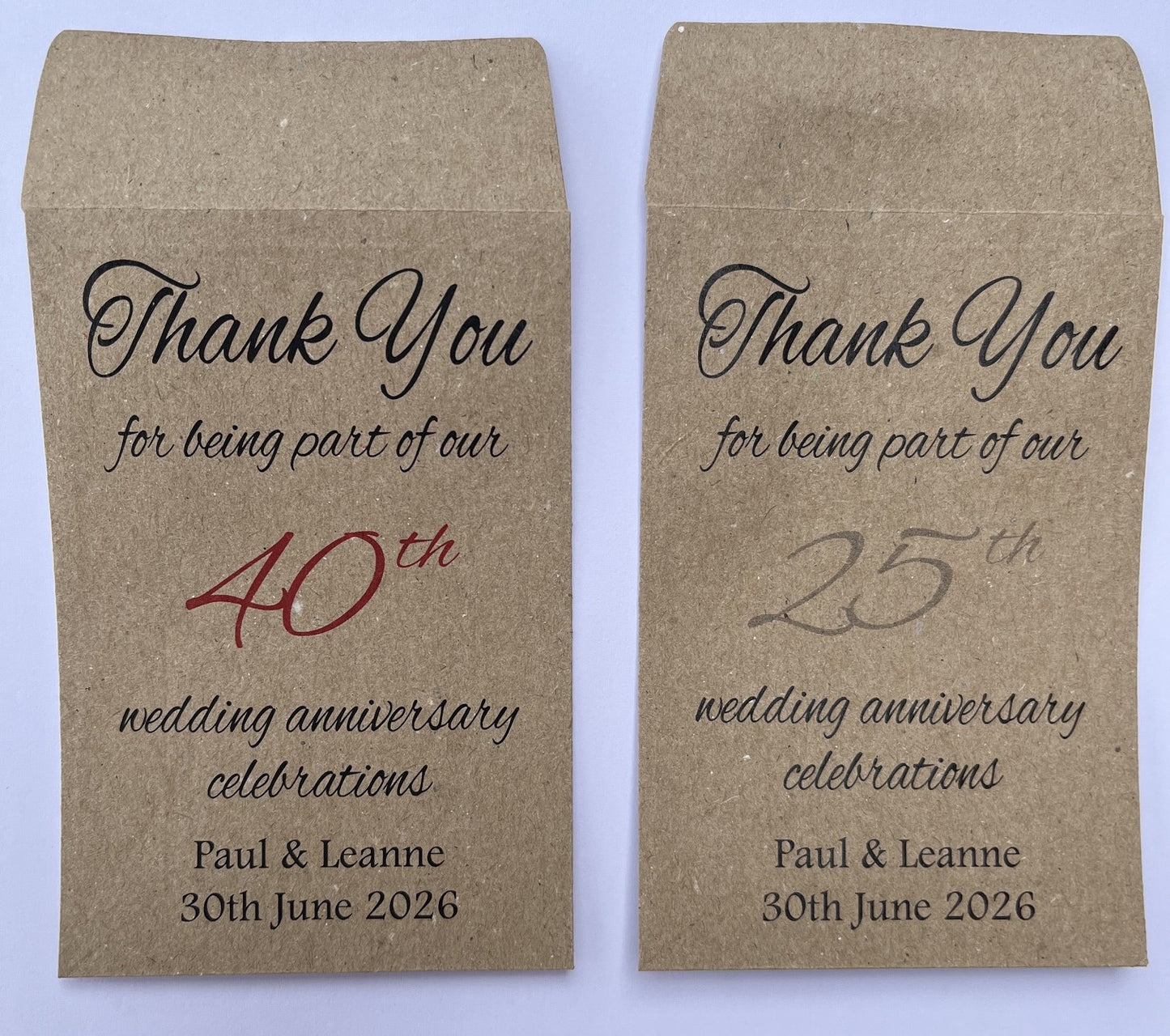 Personalised Wedding Anniversary Seed Packet Favours | Choice of seeds
