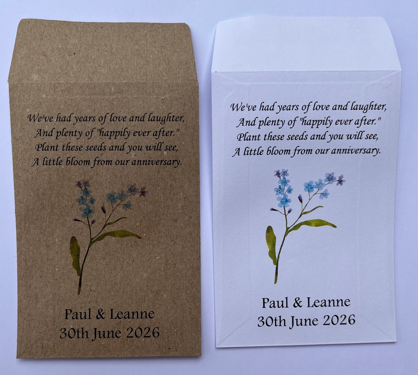 Personalised Wedding Anniversary Seed Packet Favours | Choice of seeds