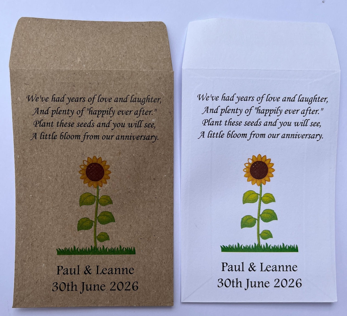 Personalised Wedding Anniversary Seed Packet Favours | Choice of seeds