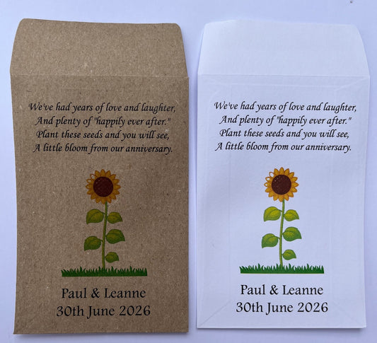 Personalised Wedding Anniversary Seed Packet Favours | Choice of seeds