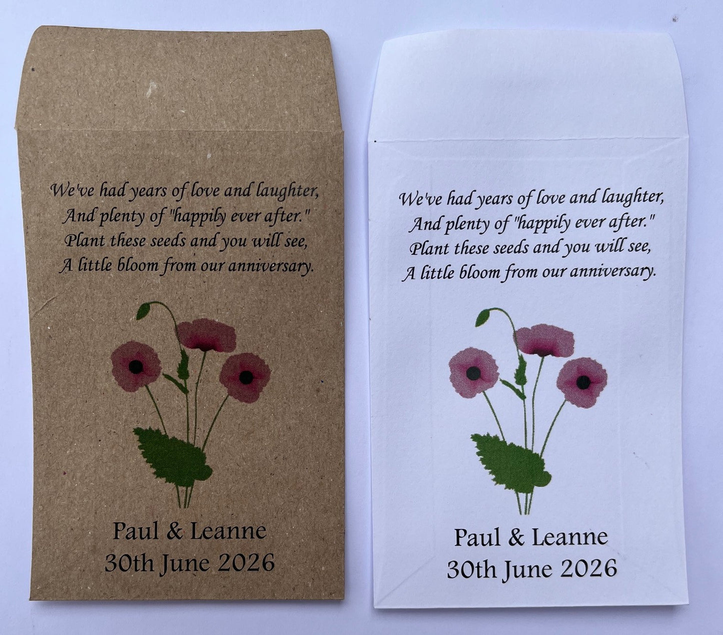 Personalised Wedding Anniversary Seed Packet Favours | Choice of seeds