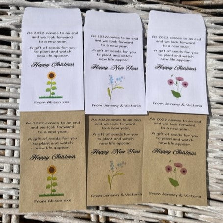 Personalised Christmas/New Year/Holidays Seed Envelopes