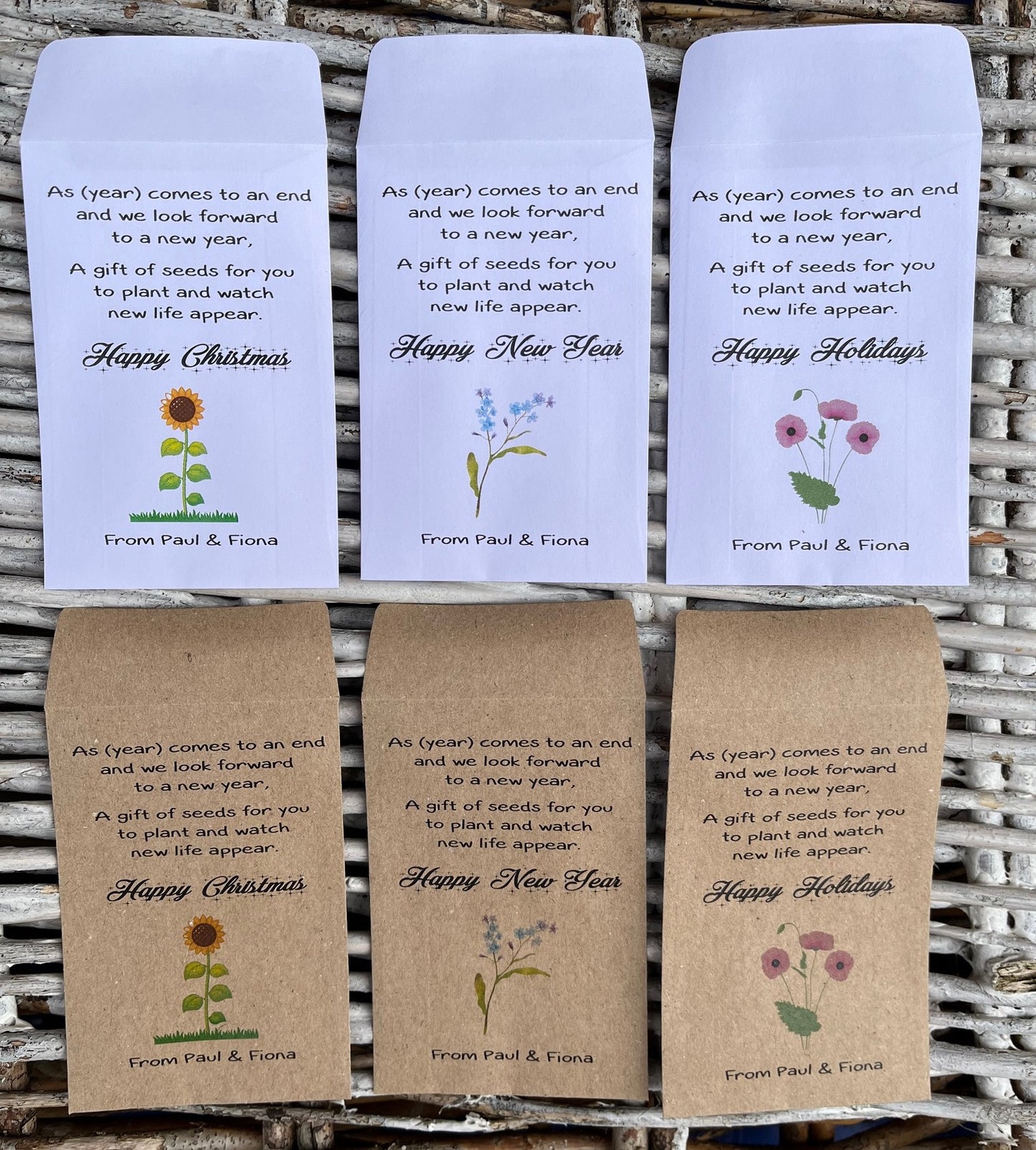 Personalised Christmas/New Year/Holidays Seed Envelopes