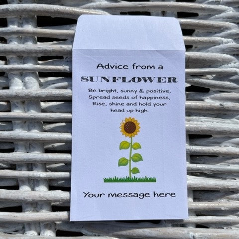Advice From A Sunflower - Personalised Gift Sunflower Seed Envelopes